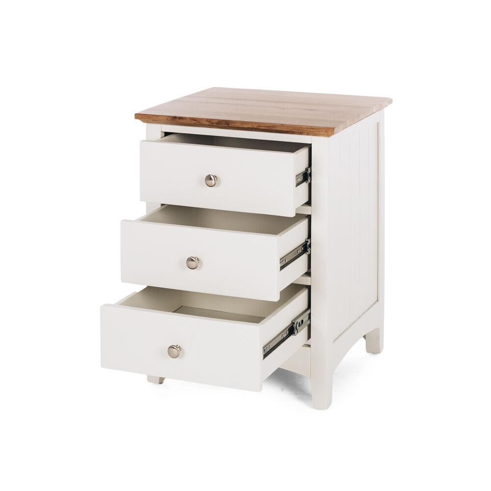 Julia 3 Drawer Bedside Table - Oak Top