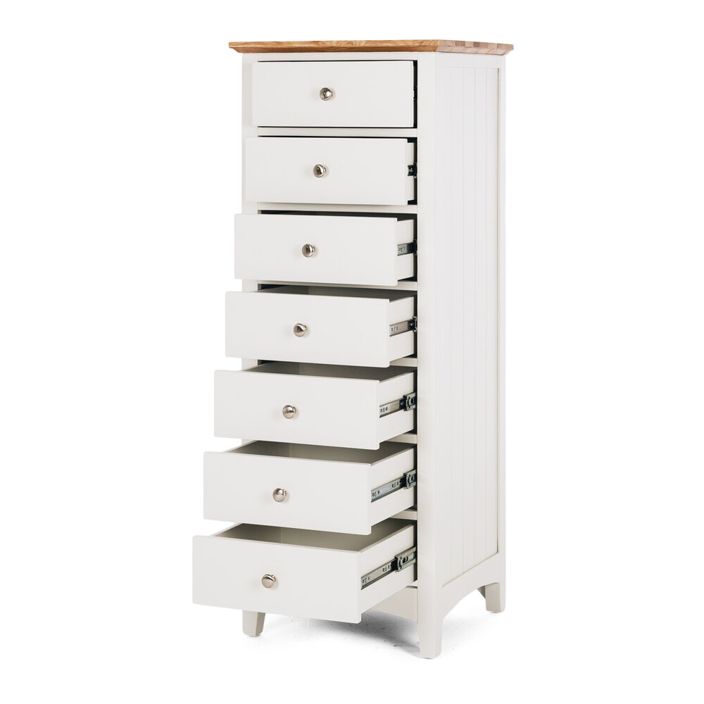 Jessica 7 Drawer Tallboy - Oak Top