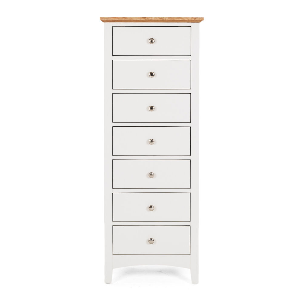 Jessica 7 Drawer Tallboy - Oak Top