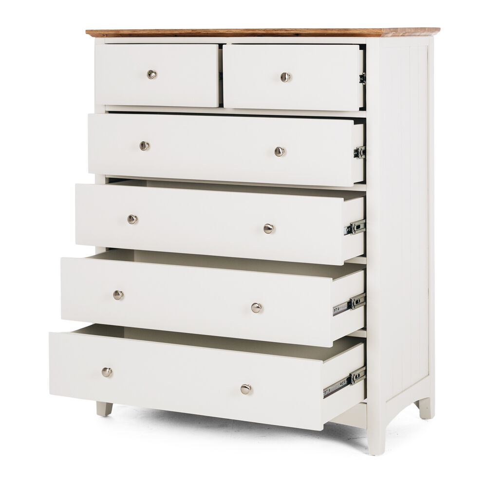 Jessica 6 Drawer Chest - Oak Top