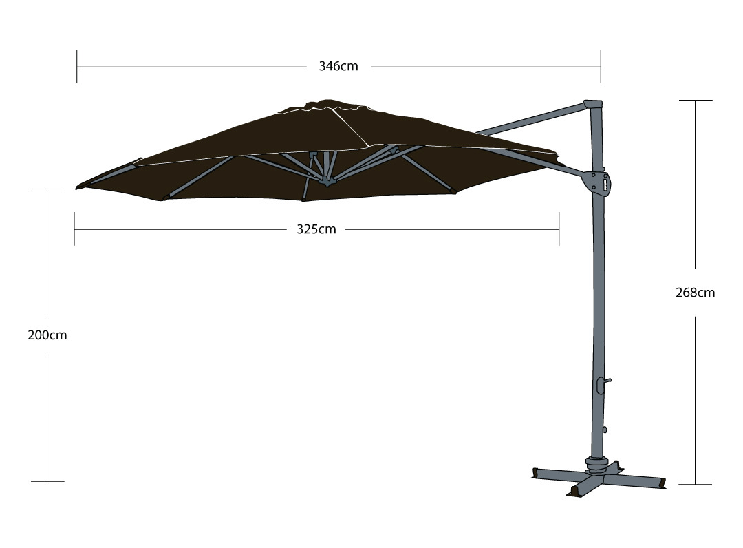 Titan 3.3m Round Cantilever Outdoor Umbrella - Charcoal 