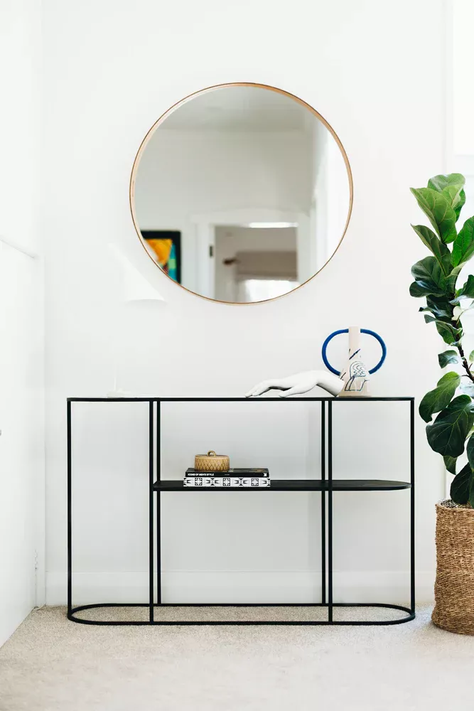 Deco Console Table - Black Oak