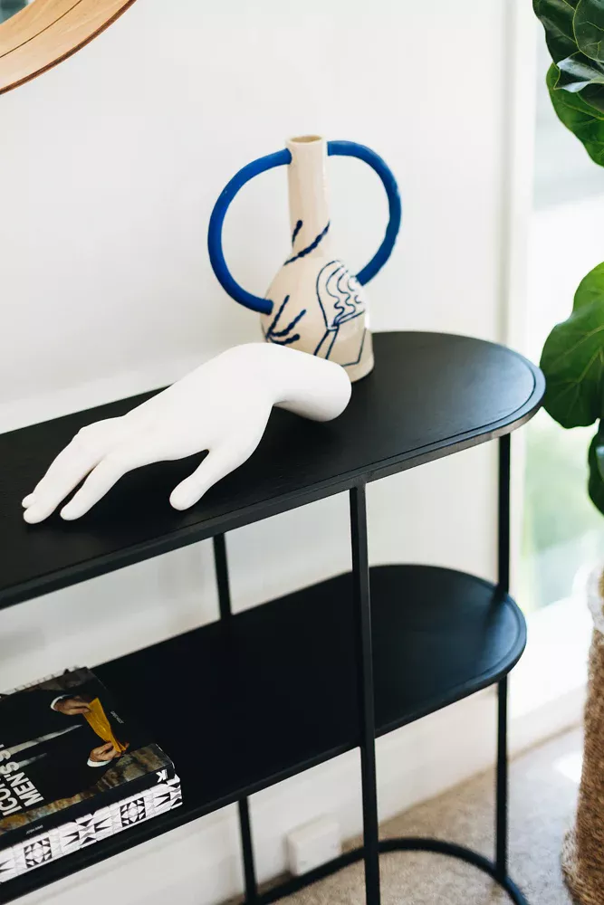 Deco Console Table - Black Oak