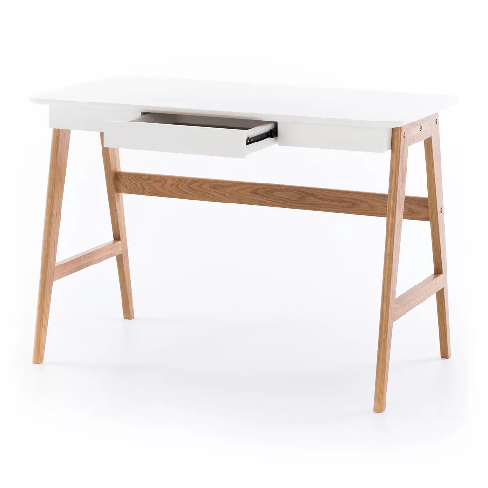 Radius Desk - White / Natural Oak