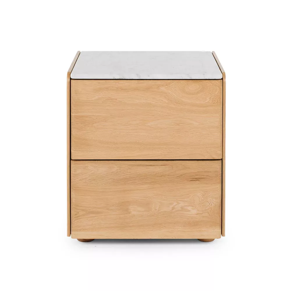 Cube Bedside Table - Natural / Marble Top