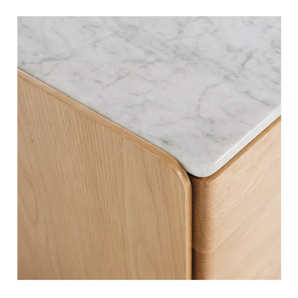 Cube Bedside Table - Natural / Marble Top