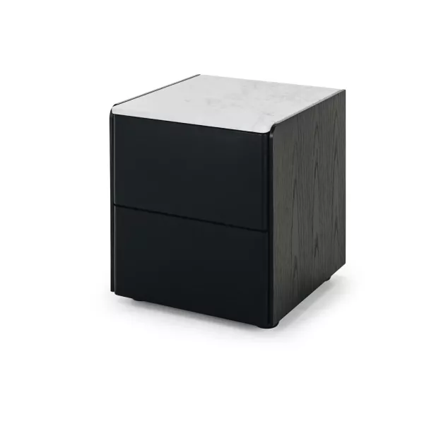 Cube Bedside Table - Black / Marble Top